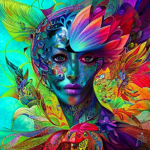 Image similar to “colorful album cover design by Android Jones, beautiful, eye catching, digital art”