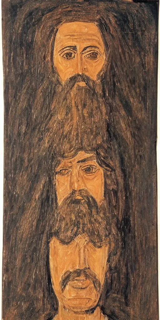 Image similar to painting of a wizard in the style of the fayum mummy portraits