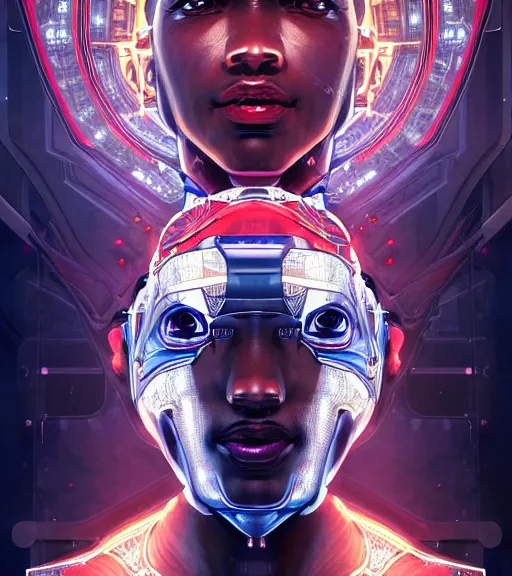 Image similar to symmetry portrait of michael jordan cyberborg ultra detailed, intricate, anime, dynamic lighting, digital art, digital painting, art station, wlop, sharp focus, illustration, art by artgerm and greg rutkowski and alphonse mucha