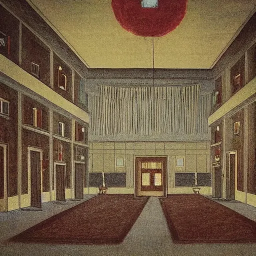 Image similar to “ childs drawing of the overlook hotel ’ s interior ”