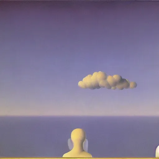 Prompt: the extract of dreams painted by rene magritte dreamscape oil on canvas
