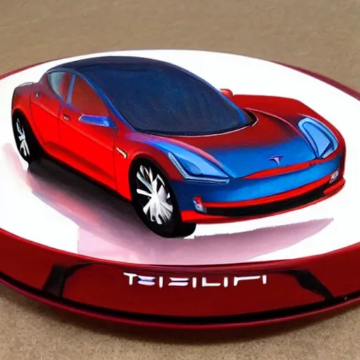 Image similar to hand painted action figure of a tesla car, realistic,