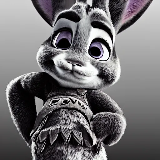 Image similar to Gritty black and white mugshot of Judy Hopps from Zootopia