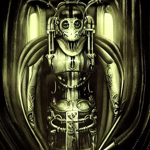 Image similar to bioshock bouncer hr giger