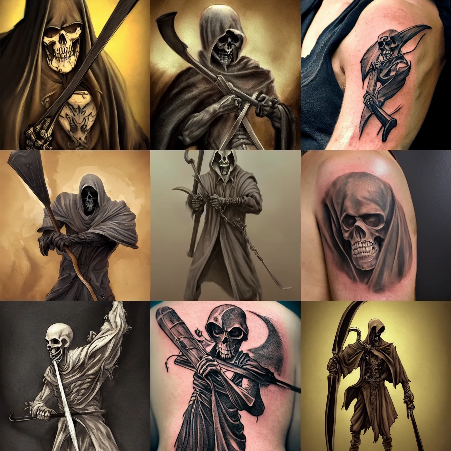 Grim Reaper Temporary Tattoo - 2 skeleton tattoos - Made in the USA | eBay