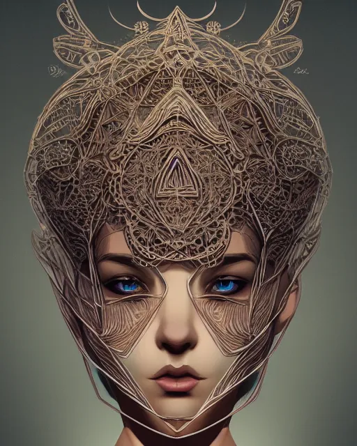 Image similar to you, intricate, elegant, highly detailed, symmetry, headpiece, digital painting, artstation concept art smooth sharp focus, illustration