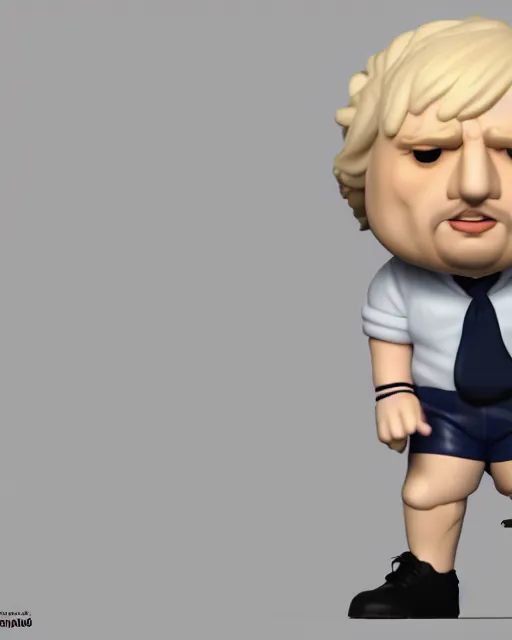 Image similar to full body 3d render of Boris Johnson as a funko pop, studio lighting, white background, blender, trending on artstation, 8k, highly detailed