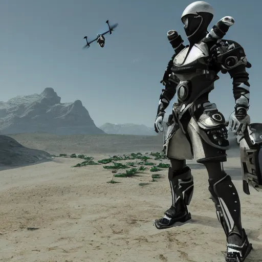Prompt: warrior drone, drone with a gun, photorealistic, unreal engine 5 »