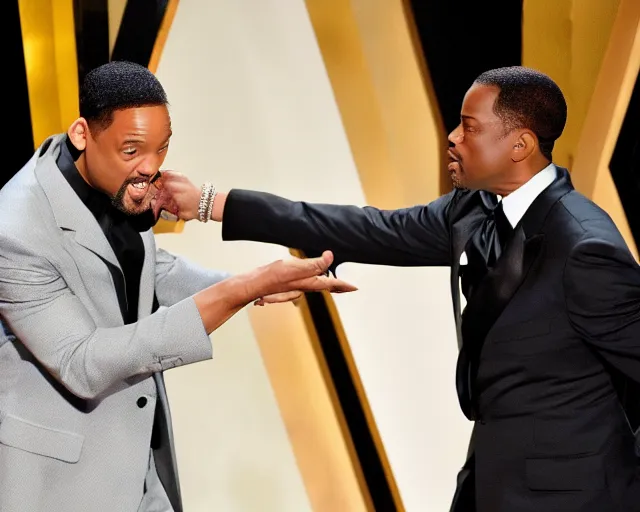 Image similar to will smith slapping chris rock at oscars 4k