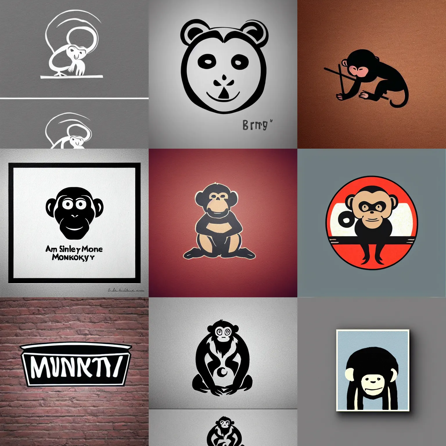 Prompt: a creative logo for a painting monkey business. simple, negative space, clever.