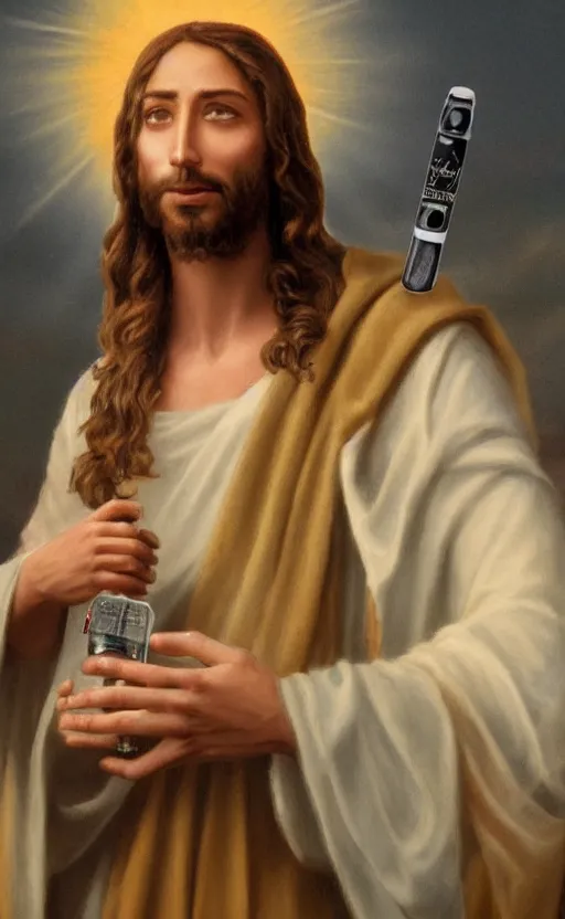 Prompt: jesus holding a vape