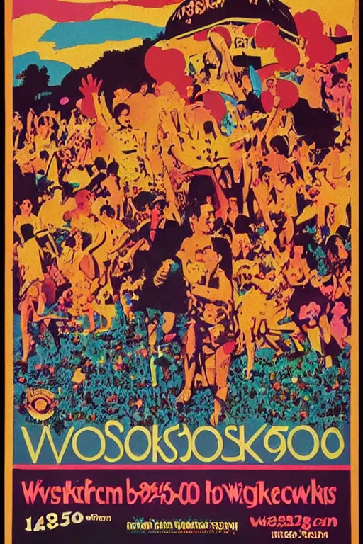 Image similar to poster for woodstock, 1 9 6 0 s