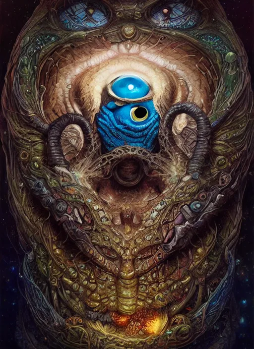 Prompt: cookie monster glowing eyes, shamanic poster lsd art, intricate, elegant, highly detailed, centered, digital painting, artstation, concept art, smooth, sharp focus, illustration, artgerm, tomasz alen kopera, peter mohrbacher, donato giancola, joseph christian leyendecker, wlop, frank frazetta