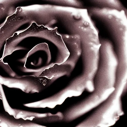 Image similar to award - winning macro of a beautiful black rose made of glowing molten magma