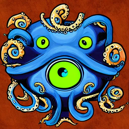 Image similar to giant eyeball monster with octopus tentacles, dnd art