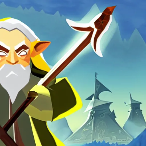 Prompt: Gandalf in Zelda Wind Waker, 4k, UHD