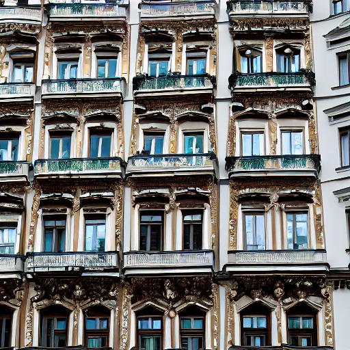 Prompt: Vienna facade architecture made from lava rocks