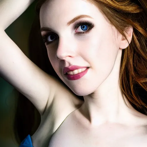 Image similar to Amouranth portrait, high detail, beautiful lighting, sharp focus