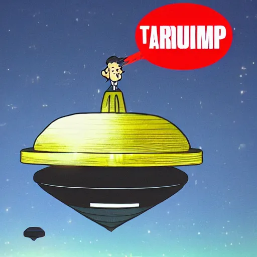 Prompt: a ufo abducting donald trump