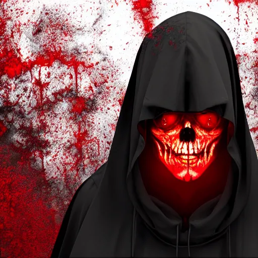 Image similar to a dark robed skeletal figure, with face covered by a hood, behind zombies, with swirling red magic, hd, digital art, photorealistic, by anson maddocks