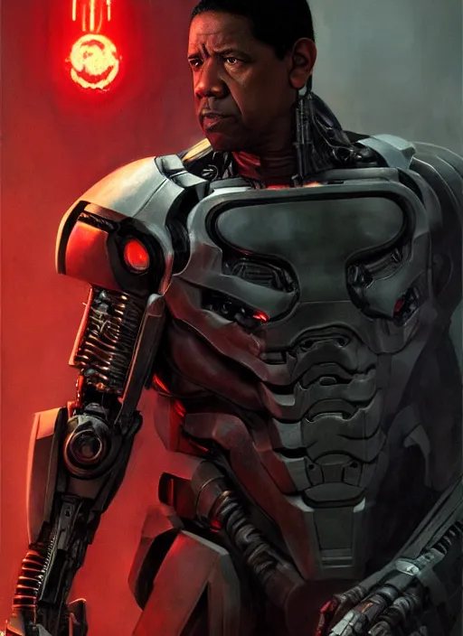 Image similar to denzel washington as victor stone, full body concept, cyborg, borg, strogg, face of a man, terminator, flesh, quake strogg, doom demon, wolfenstein, monstrous, powerful, symmetry, symmetrical, concept art by ruan jia and greg rutkowski