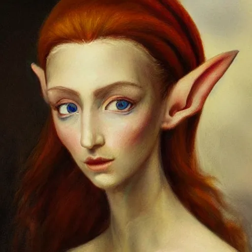 Image similar to a perfect portrait painting of an elf created by the combined forces of the greatest artists to have ever lived, masterpiece, scientists are baffled by how amazing this portrait is, perfect in every way, most interesting ever