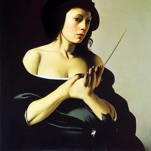 Image similar to oil painting clair obscur by caravaggio