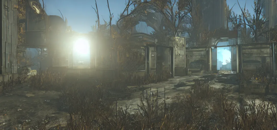 Prompt: A picture of Vault 111 Door entrance from Fallout 4