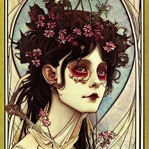 Image similar to manga skull portrait girl female angel princess skeleton realism hyperrealistic art Richard dadd and will cotton alphonse mucha pop art nouveau