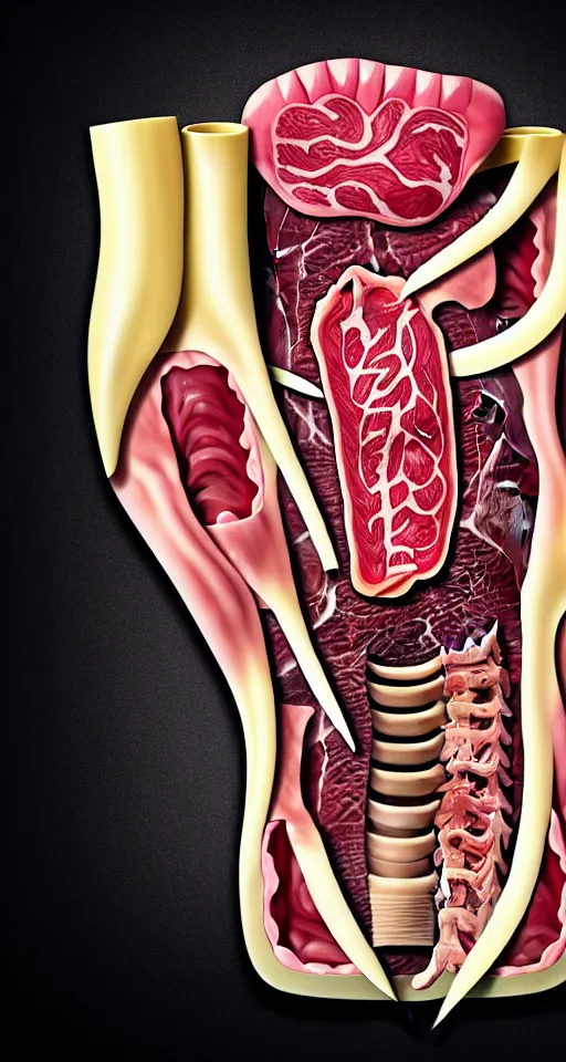 Image similar to Professional arrangement of human flesh, bones, teeth, and rotten meat in a flower vase