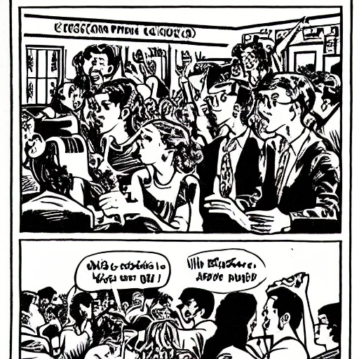 Image similar to robert crumb comic about pembroke pines flanagan high school students partying accurate eyes high detail