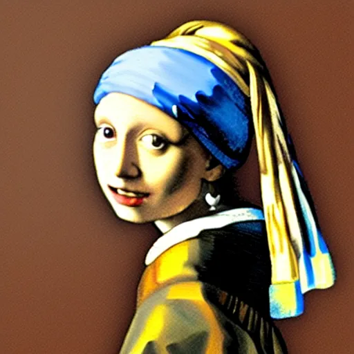 Image similar to an oil painting of orange cat with a pearl earring by jan vermeer, headshot, 8 k