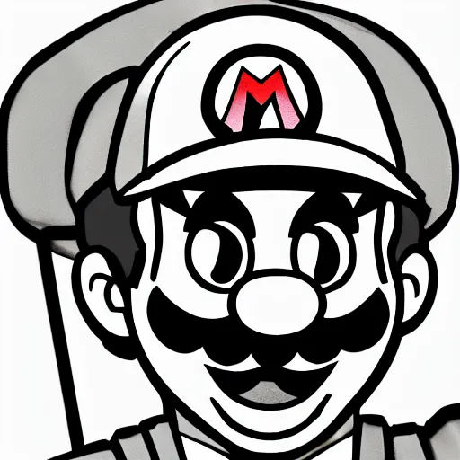 Image similar to mario in criminal style, monochrome