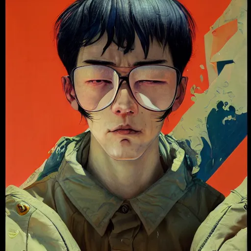 Image similar to prompt : soviet doomer portrait soft light painted by james jean and katsuhiro otomo and erik jones, inspired by akira anime, smooth face feature, intricate oil painting, high detail illustration, sharp high detail, manga and anime 1 9 9 9