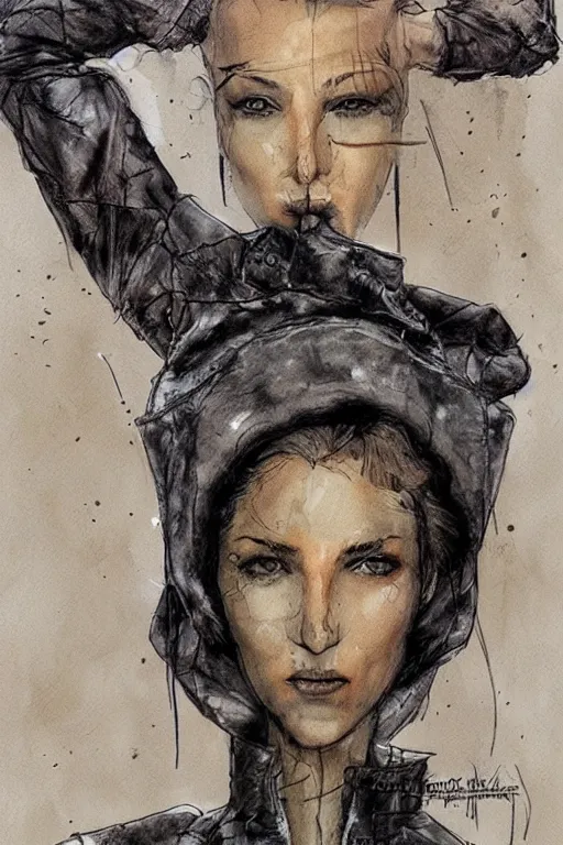 Image similar to portrait fashion model artwork by enki bilal