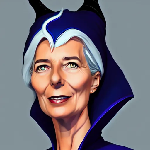 Image similar to Christine Lagarde as Maleficent, digital art, cgsociety, artstation, trending, 4k