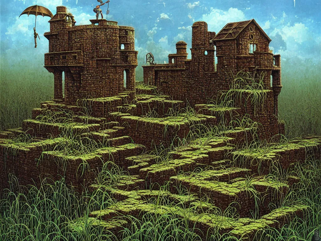 Prompt: pillbox paragonpunk fortress half-sunk in a noxious Swamp, by Colleen Doran and by Angus McBride and by Ted Nasmith, low angle dimetric composition, masterpiece