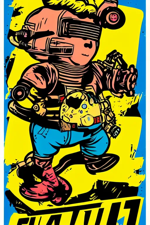 Image similar to fallout 7 6 retro futurist illustration art by butcher billy, sticker, colorful, illustration, highly detailed, simple, smooth and clean vector curves, no jagged lines, vector art, smooth andy warhol style