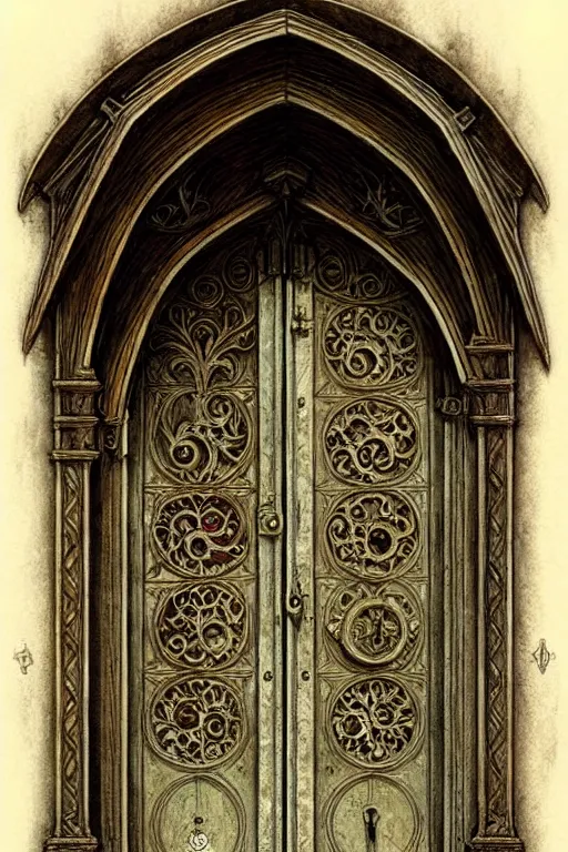 Image similar to ( ( ( ( ( complex medieval ornate door. muted colors. ) ) ) ) ) by jean - baptiste monge!!!!!!!!!!!!!!!!!!!!!!!!!!! high resolution