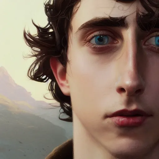 Image similar to highly detailed portrait of timothee chalamet, in gta v, stephen bliss, unreal engine, fantasy art by greg rutkowski, loish, rhads, ferdinand knab, makoto shinkai and lois van baarle, ilya kuvshinov, rossdraws, tom bagshaw, global illumination, radiant light, detailed and intricate environment