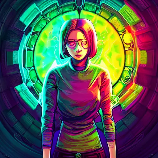 Image similar to skill magic geek inside matrix deepdream radiating a glowing aura stuff loot legends stylized digital illustration video game icon artstation lois van baarle, ilya kuvshinov, rossdraws,