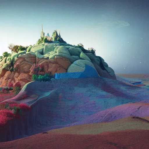 Prompt: A Landscape by Beeple and Salvador Dali