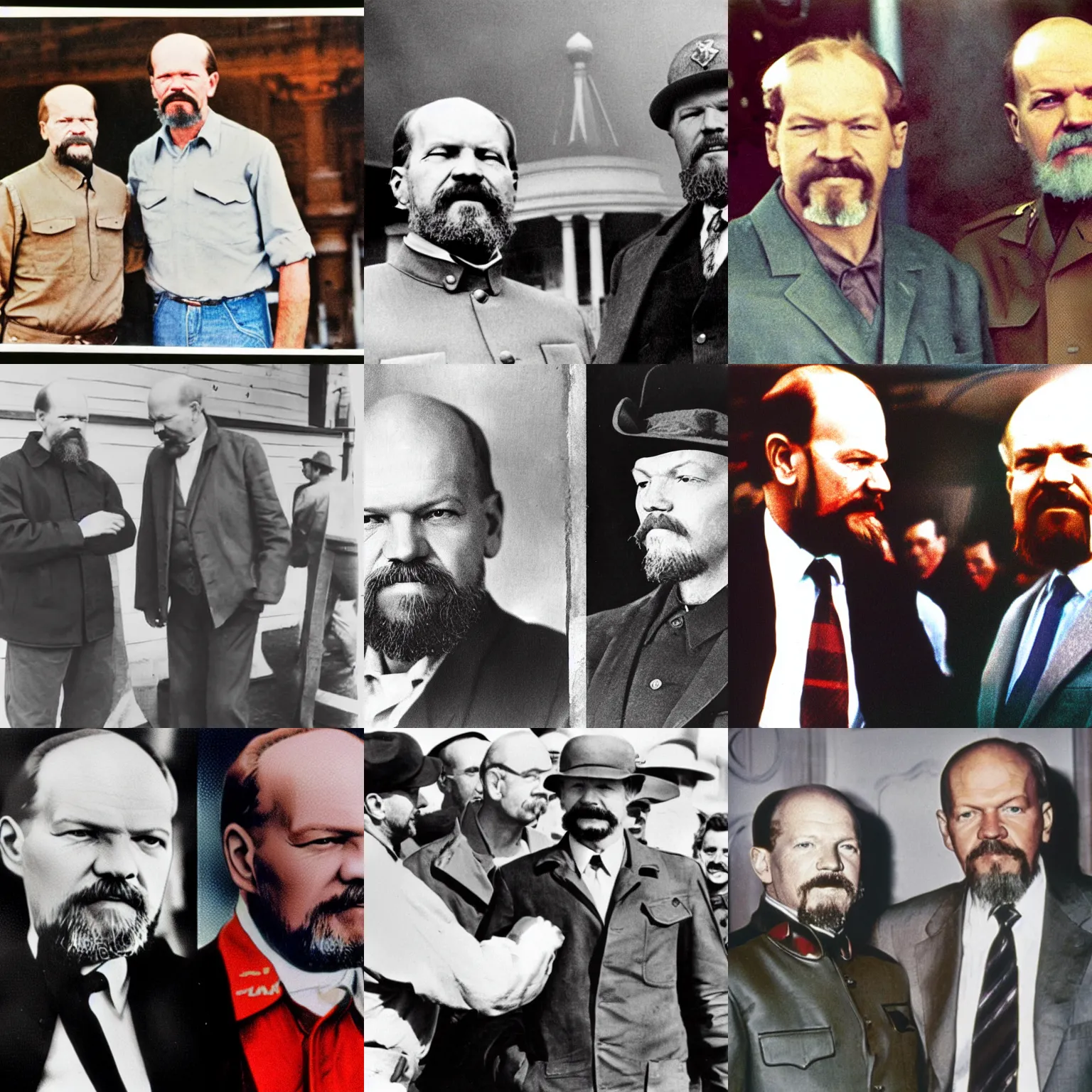 Prompt: a color photo of Dale Earnhardt and Vladimir Lenin