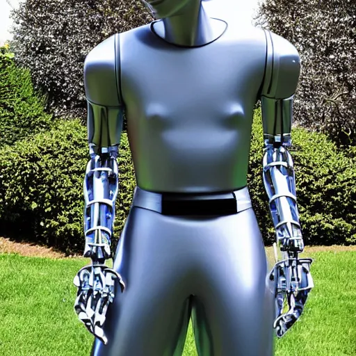 Image similar to a realistic detailed photo of a guy who is an attractive humanoid who is half robot and half humanoid, who is a male android, soccer player timo werner, shiny skin, posing like a statue, blank stare, by the pool, on display, showing off his muscles, humanoid robot, frozen ice statue, made of ice