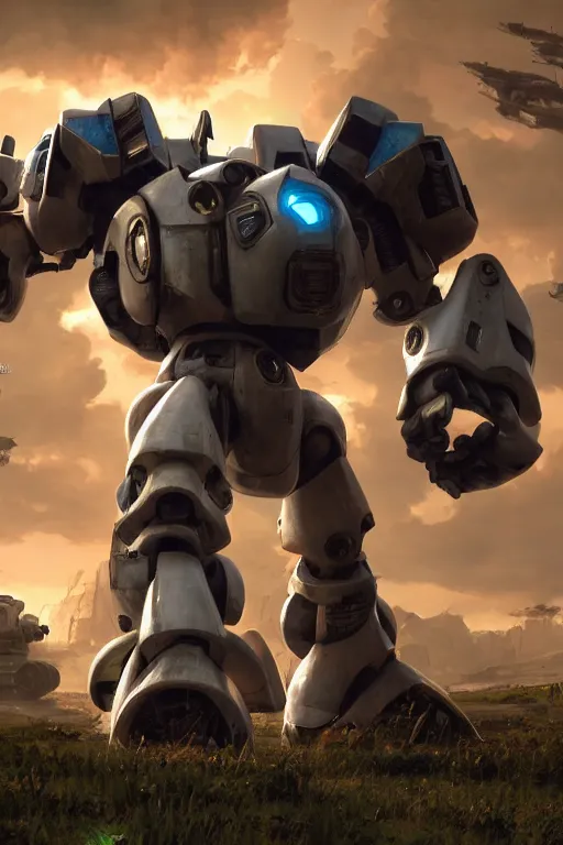 Image similar to mechwarrior 5 : mercenaries mech megaman transformer robot boss tank engine game octane render, 4 k, hd 2 0 2 2 3 d cgi rtx hdr style chrome reflexion glow fanart, global illumination ray tracing hdr fanart arstation by ian pesty by jesper ejsing pixar and disney unreal zbrush central hardmesh