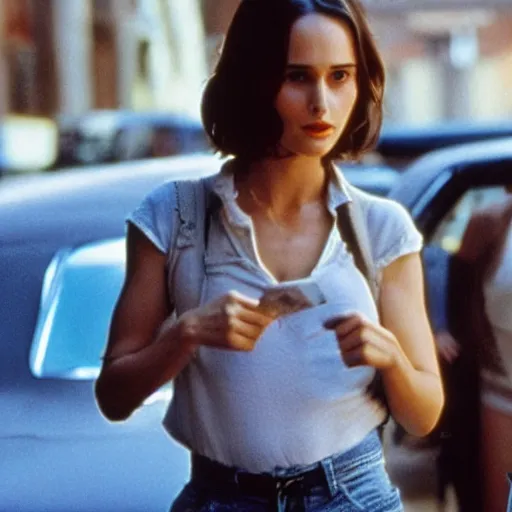 Prompt: young nathalie portman replacing jodie foster in the movie taxi driver, movie still