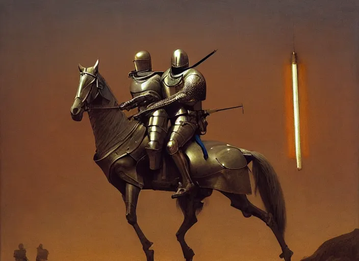 Prompt: special forces man captures the knight in armor, rome, highly detailed, soft lighting, elegant, works by edward hopper and james gillard, zdislaw beksinski, stephen outram, andreas m wiese, highly detailed