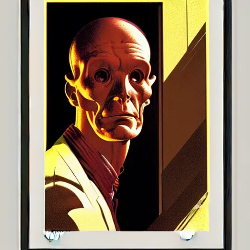 Image similar to medium portrait soft light, by syd mead and bernie wrightson, inspired by mars attacks, sharp high detail,