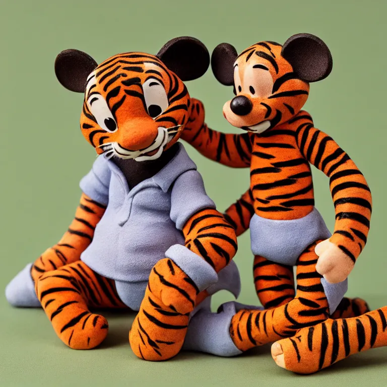 Image similar to disney tigger figurine, 1 9 6 0 s, realistic, dslr photo, product shot