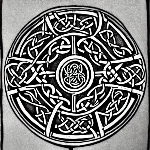 Prompt: celtic symbols, viking runes, seals, lithography, tattoo
